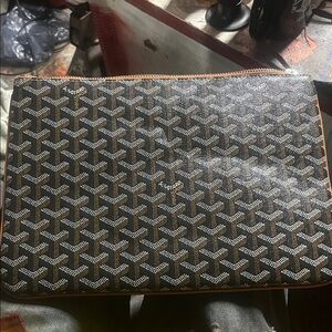 Goyard Black and Tan Monogram Clutch